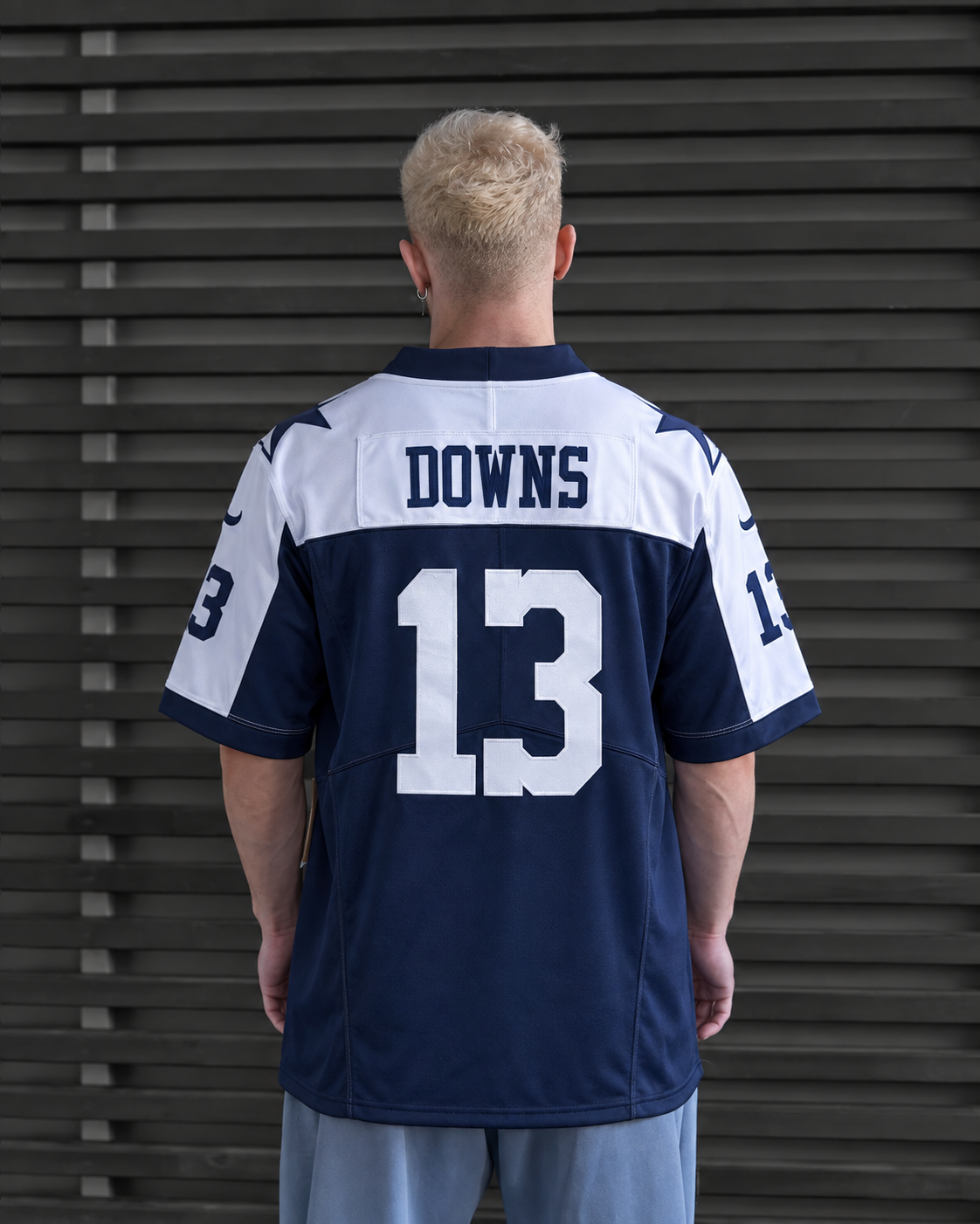 Dallas Cowboys - Caleb Downs - White/Navy Blue back view