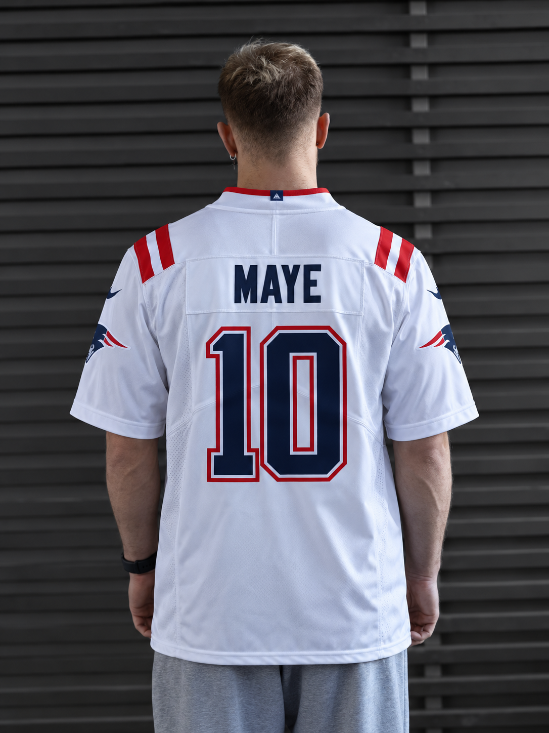 New England Patriots - Drake Maye - White back view