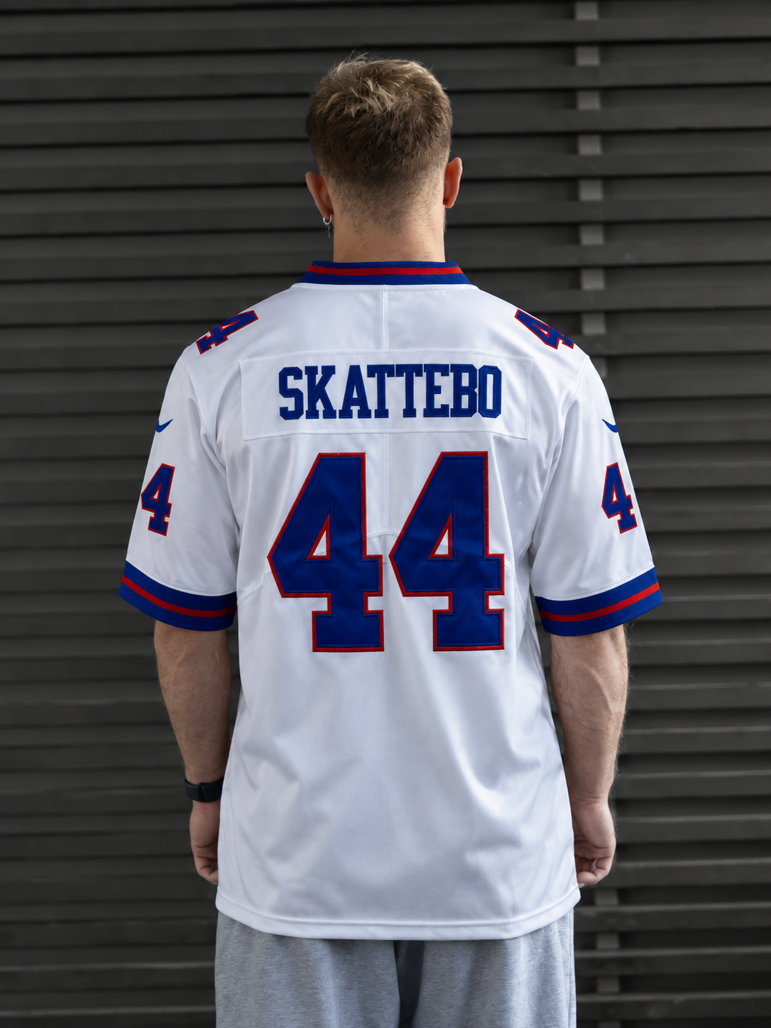 New York Giants - Cam Skattebo - White/Blue back view