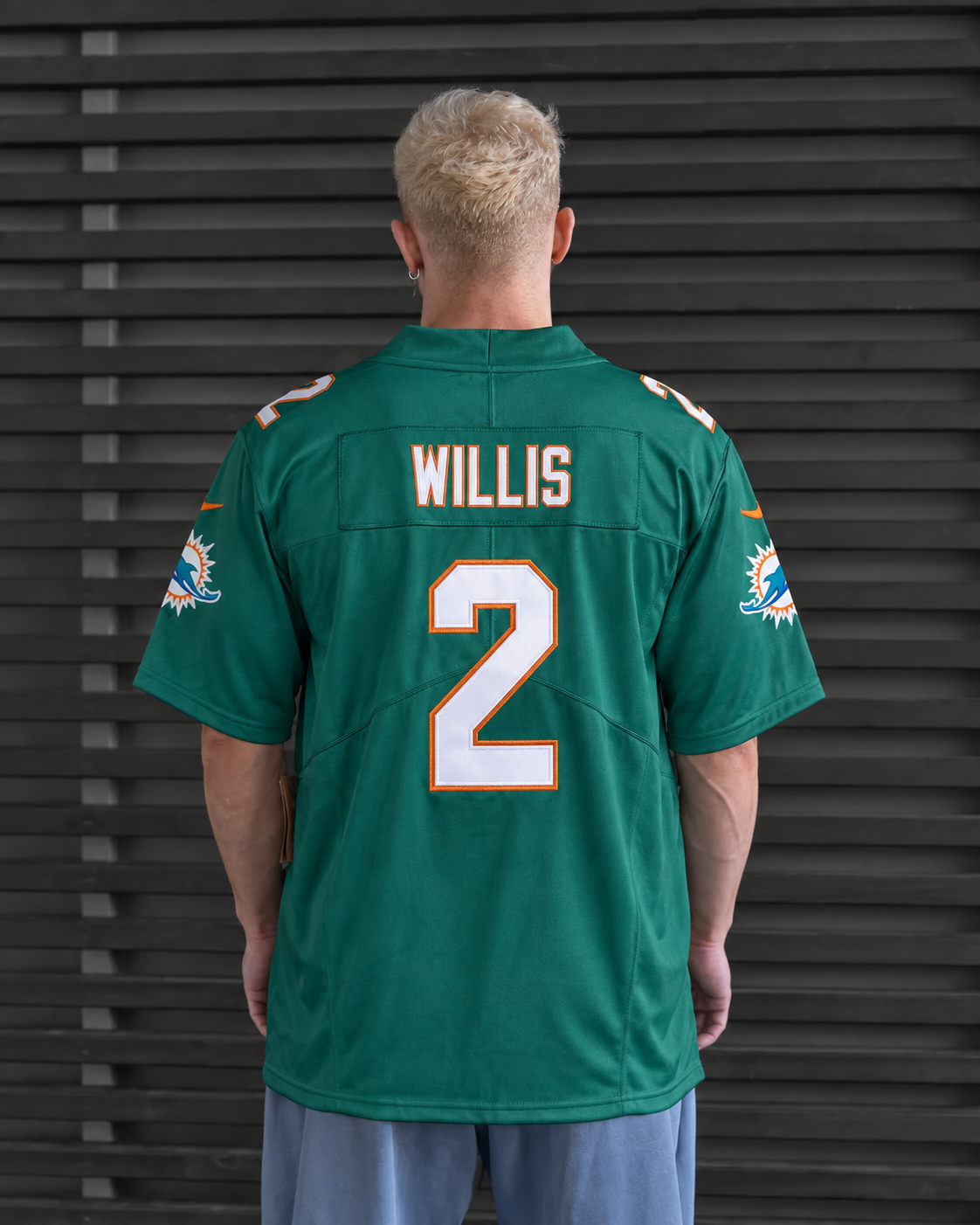 Miami Dolphins - Malik Willis - Aqua back view