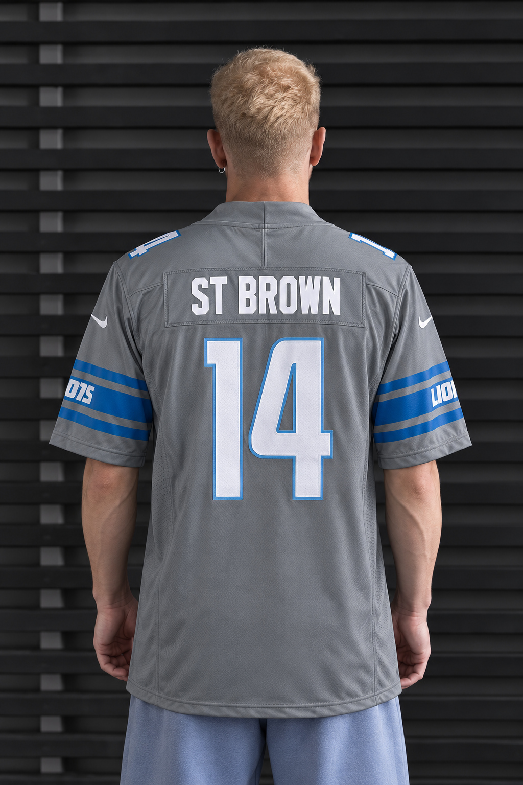 Detroit Lions - Amon-Ra St. Brown - Grey back view