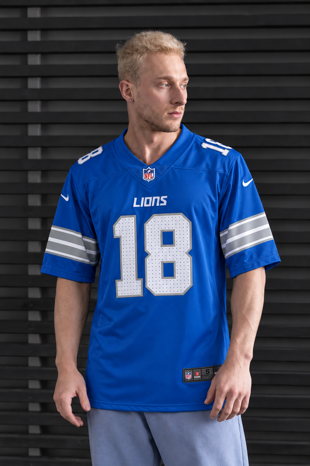 Detroit Lions - Isaac TeSlaa - Vibrant Blue front view